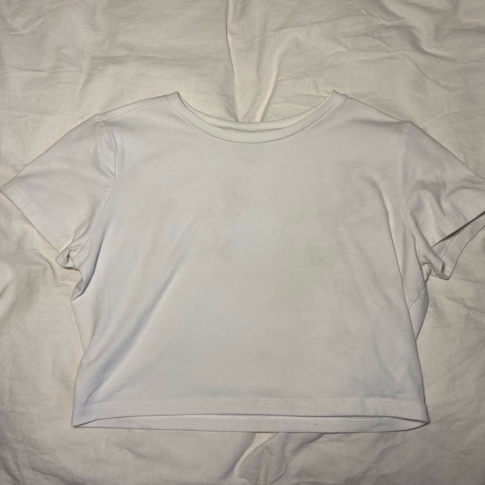 White Cropped Tee